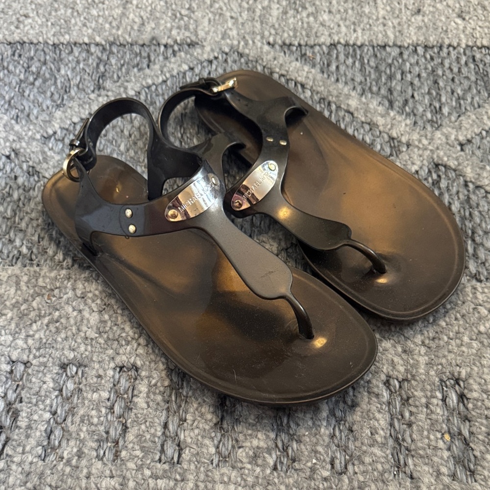 Michael Kors Brown Sandals with gold Details